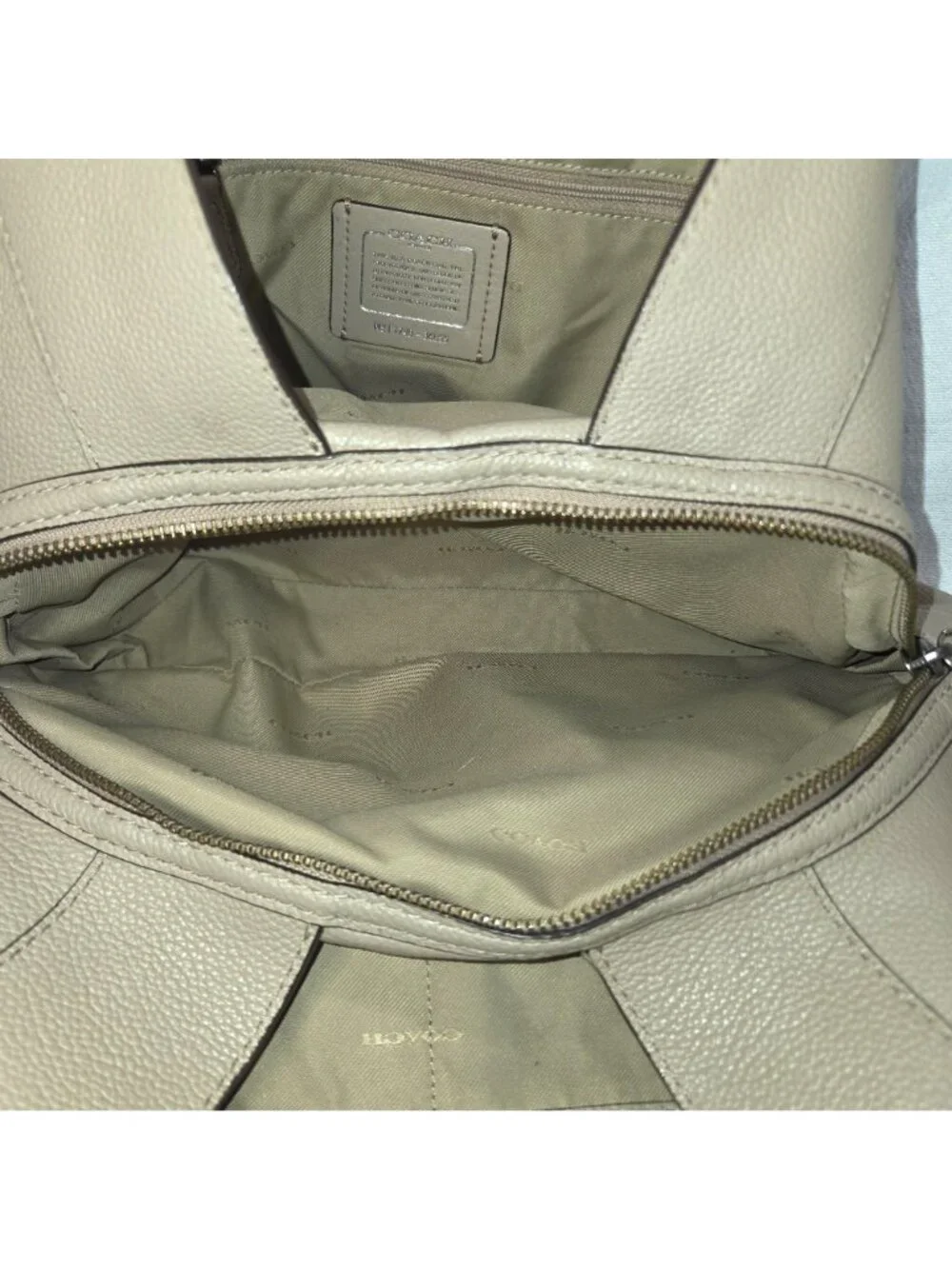 Coach 2017 Turnlock Edie Beige Taupe Leather Shoulder Bag w Gunmetal Chain 36855
